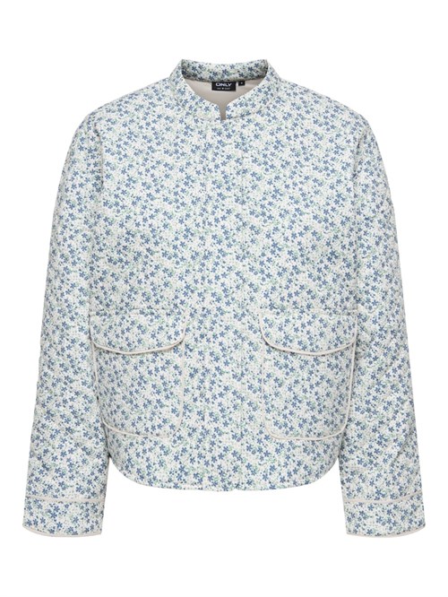 Only Hallie Quiltet Jakke, Lys med blåligt mønster